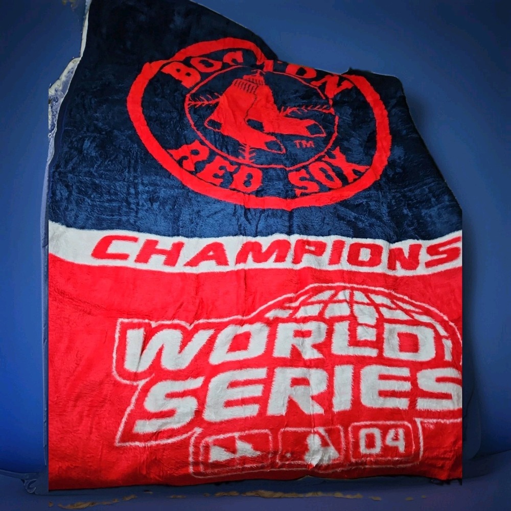 Boston Red Sox Plush Blanket World Series Champs 2004 Throw Fuzzy 60x50 Vintage